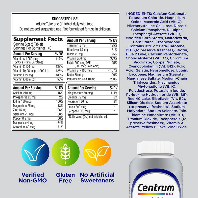 slide 13 of 14, Centrum Silver Men 50+ Multivitamin Dietary Supplement Tablets - 200ct, 200 ct