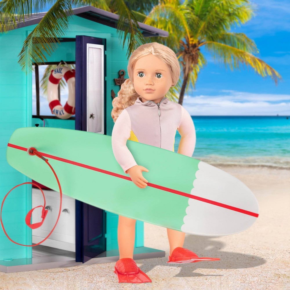 Our Generation Coral With Storybook And Accessories 18 Posable Surfer