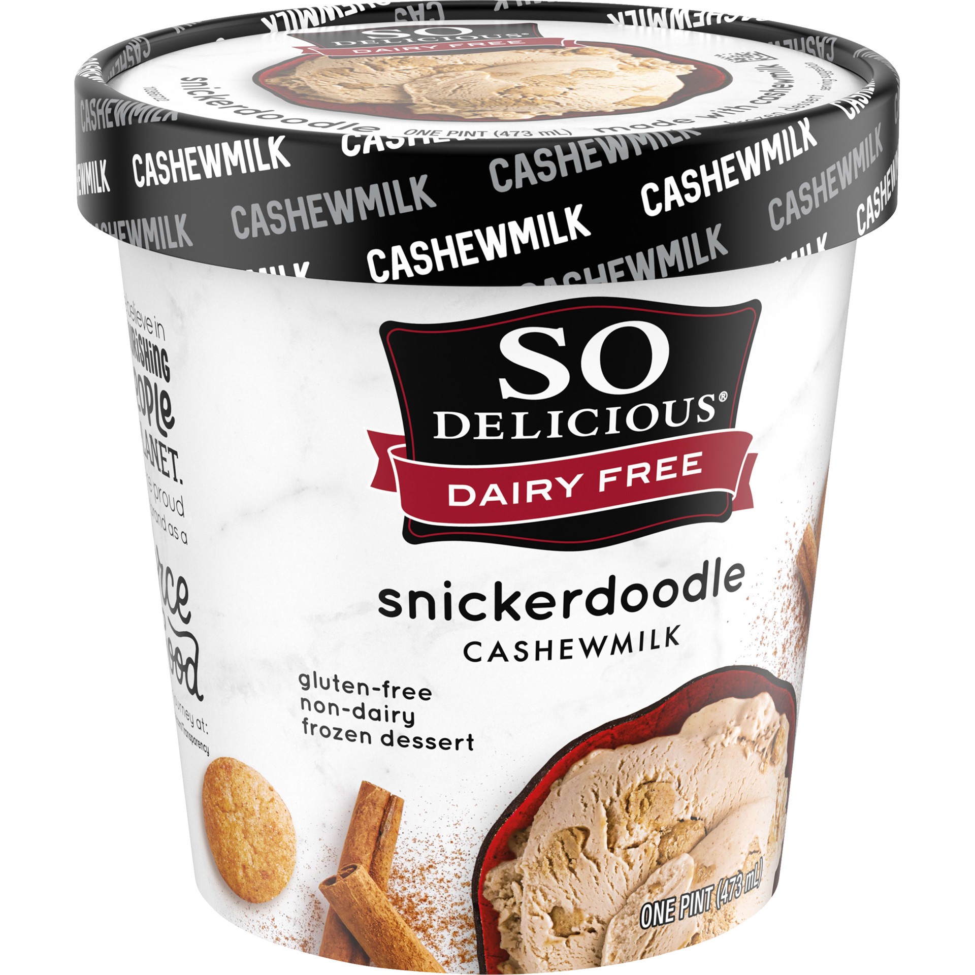 slide 3 of 5, So Delicious Dairy Free Cashew Milk Frozen Dessert, Snickerdoodle, Vegan, Non-GMO Project Verified, 1 Pint, 16 oz