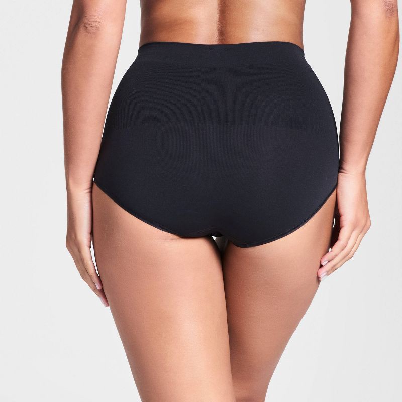 slide 2 of 3, ASSETS by SPANX Women's All Around Smoother Briefs - Very Black L: Medium Control Top, Tummy Slimming, Light Compression, 1 ct