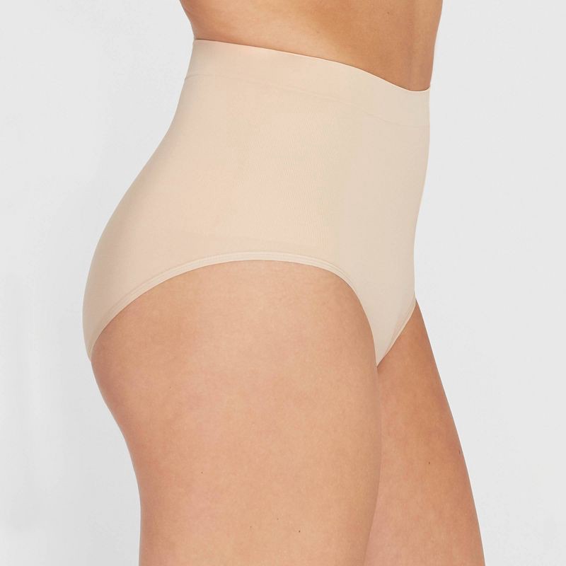 slide 3 of 3, ASSETS by SPANX Women's All Around Smoother Briefs - Beige 1X: Medium Control, Tummy Slimming Shapewear, 1 ct