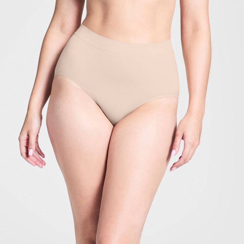 slide 1 of 3, ASSETS by SPANX Women's All Around Smoother Briefs - Beige M: Medium Control Top, Light Compression Shapewear, 1 ct