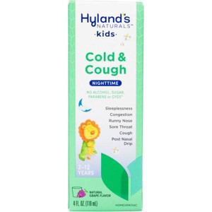 slide 13 of 13, Hyland's 4 Kids Nighttime Cold'N Cough Relief Syrup Grape, 4 oz