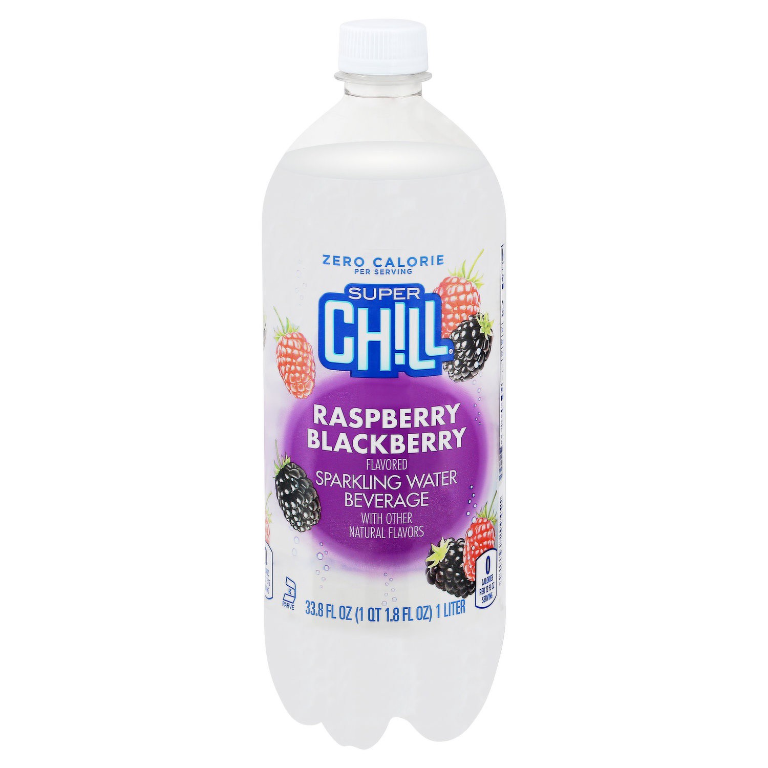 slide 1 of 1, Super Chill Raspberry and Blackberry Sparkling Water, 33.8 fl oz