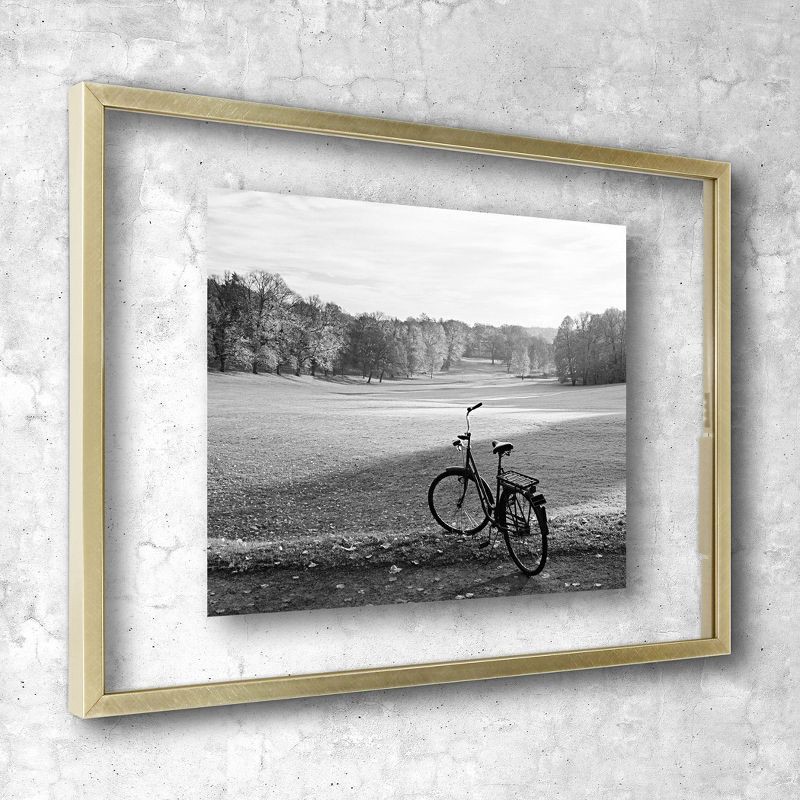 slide 4 of 6, 15.6" x 11.5" Float Thin Metal Gallery Frame Brass - Threshold™: Modern Wall Decor, Sawtooth Mount, 1 ct