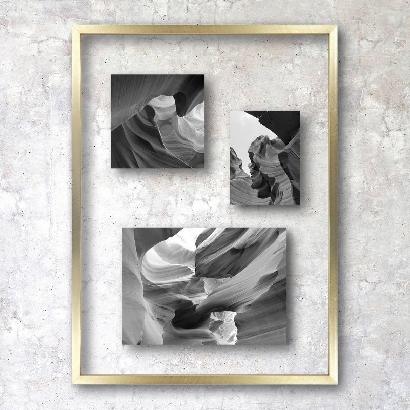 slide 1 of 6, 15.6" x 11.5" Float Thin Metal Gallery Frame Brass - Threshold™: Modern Wall Decor, Sawtooth Mount, 1 ct