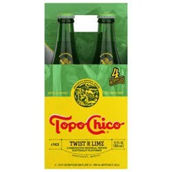 Topo Chico Sparkling Mineral Water Twist of Lime Glass Bottles, 12 fl oz, 4 Pack