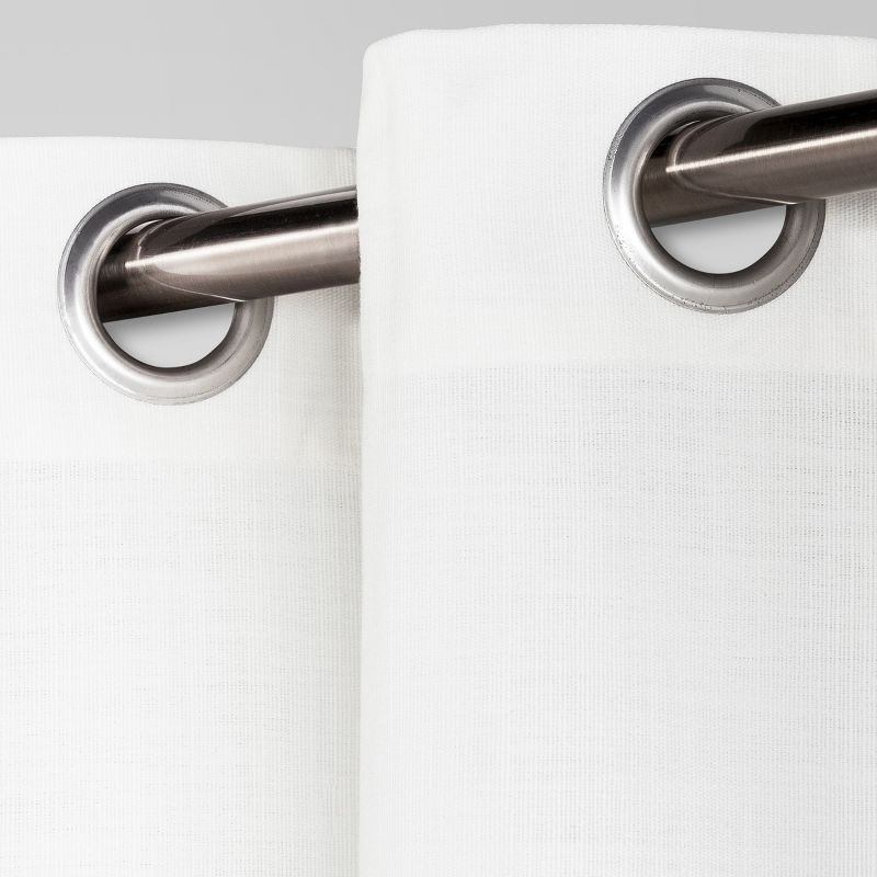 slide 2 of 3, 54"x95" Light Filtering Solid Window Curtain Panel Natural White - Threshold™: Cotton Grommet Top, Indoor Use, 1 ct