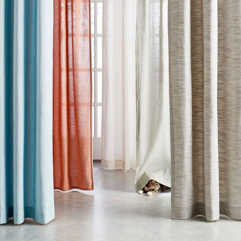 slide 3 of 3, 54"x95" Light Filtering Solid Window Curtain Panel Natural White - Threshold™: Cotton Grommet Top, Indoor Use, 1 ct