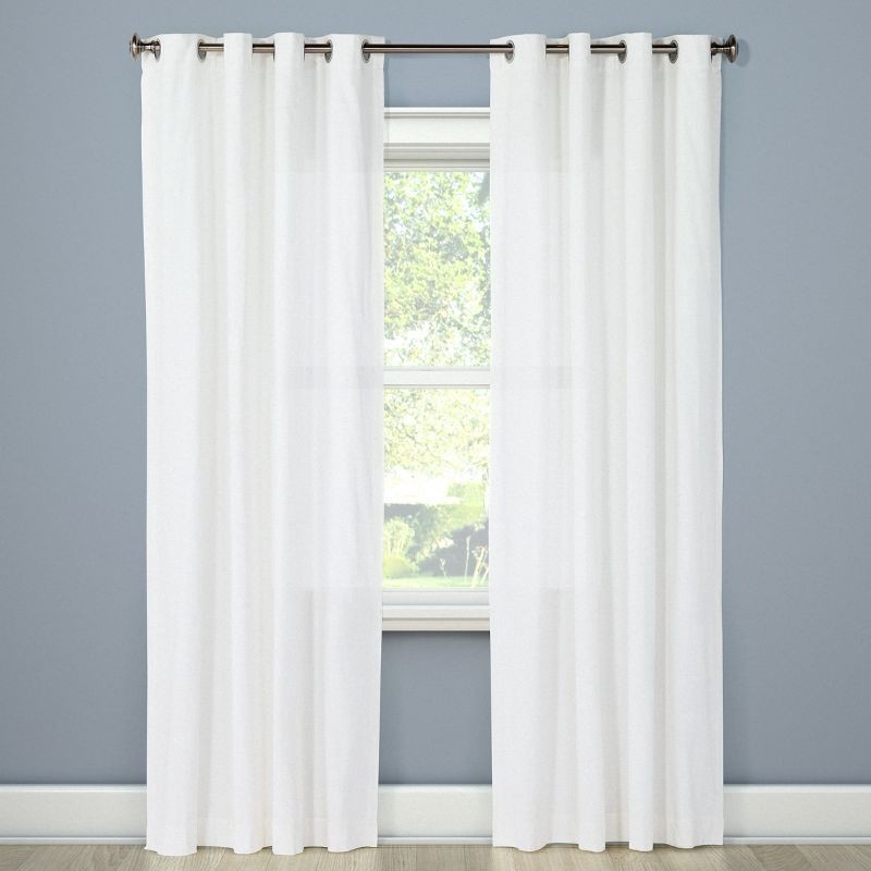 slide 1 of 3, 54"x95" Light Filtering Solid Window Curtain Panel Natural White - Threshold™: Cotton Grommet Top, Indoor Use, 1 ct