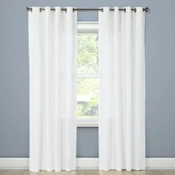 54"x84" Light Filtering Solid Window Curtain Panel Natural White - Threshold™: Cotton Grommet Top, Indoor Use
