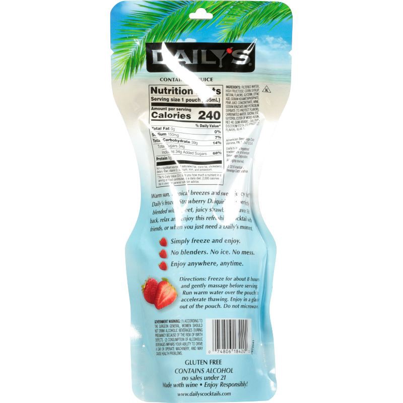 slide 4 of 8, Daily's Cocktails Daily's Strawberry Daquiri Frozen Cocktail - 10 fl oz Pouch, 10 fl oz