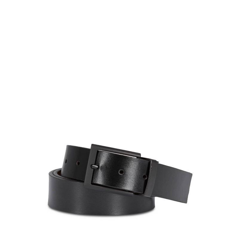 slide 1 of 4, SWISSGEAR Men's Matte Buckle Reversible Belt - Black/Brown M: Leather & Solid Pattern, 1 ct