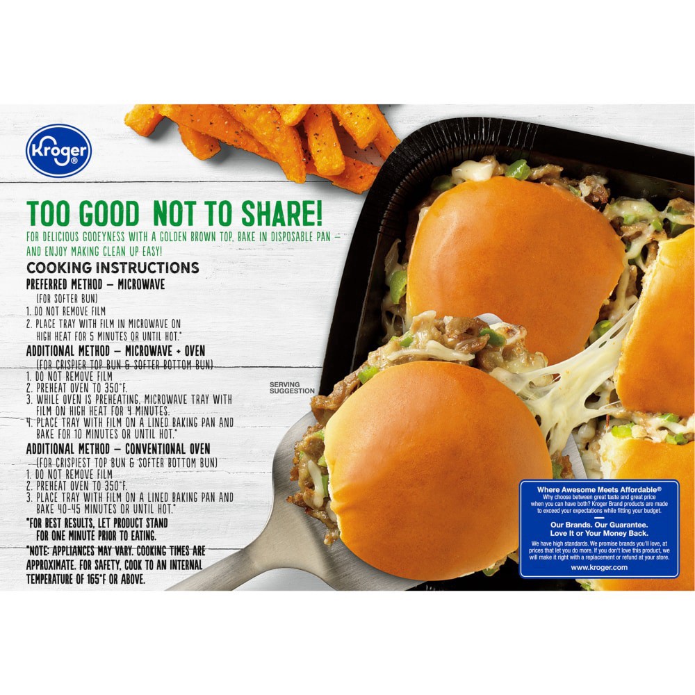 slide 3 of 6, Kroger Cheesesteak Pan Sliders, 6 ct