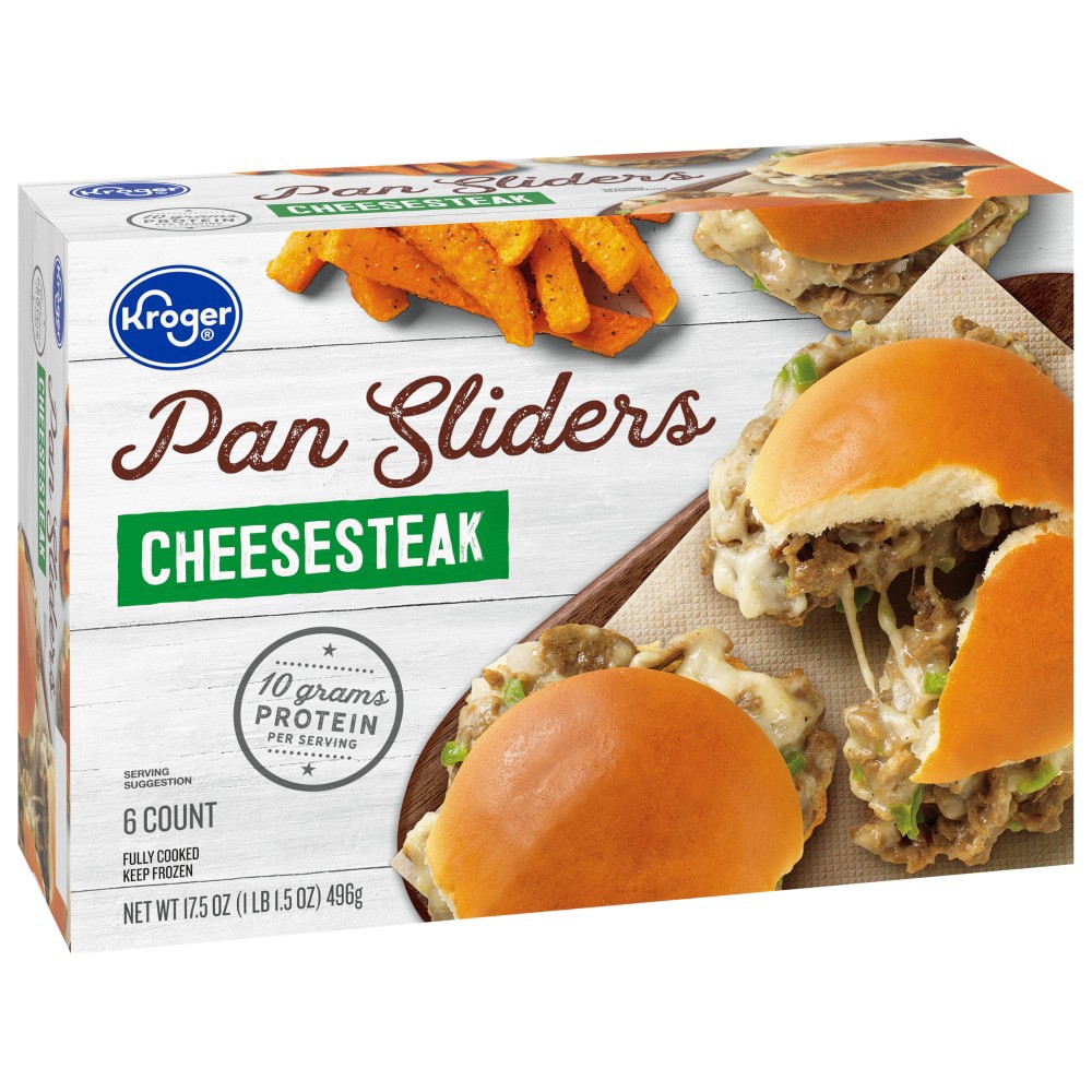 slide 1 of 6, Kroger Cheesesteak Pan Sliders, 6 ct