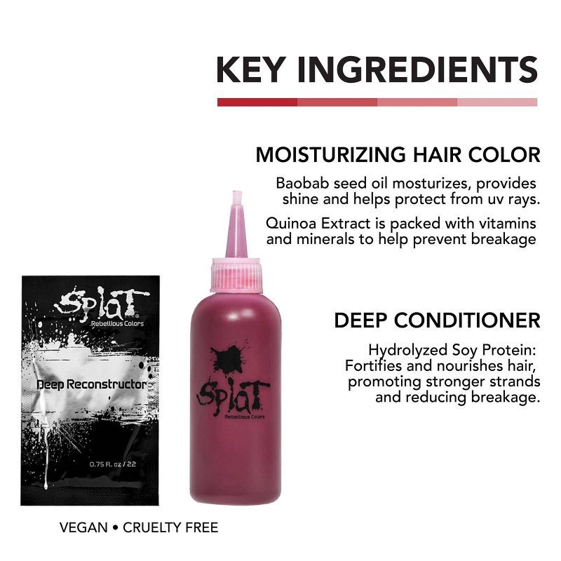 slide 4 of 9, Splat Midnight Kit Semi Permanent Hair Color - Ruby - 6.75 fl oz, 6.75 fl oz