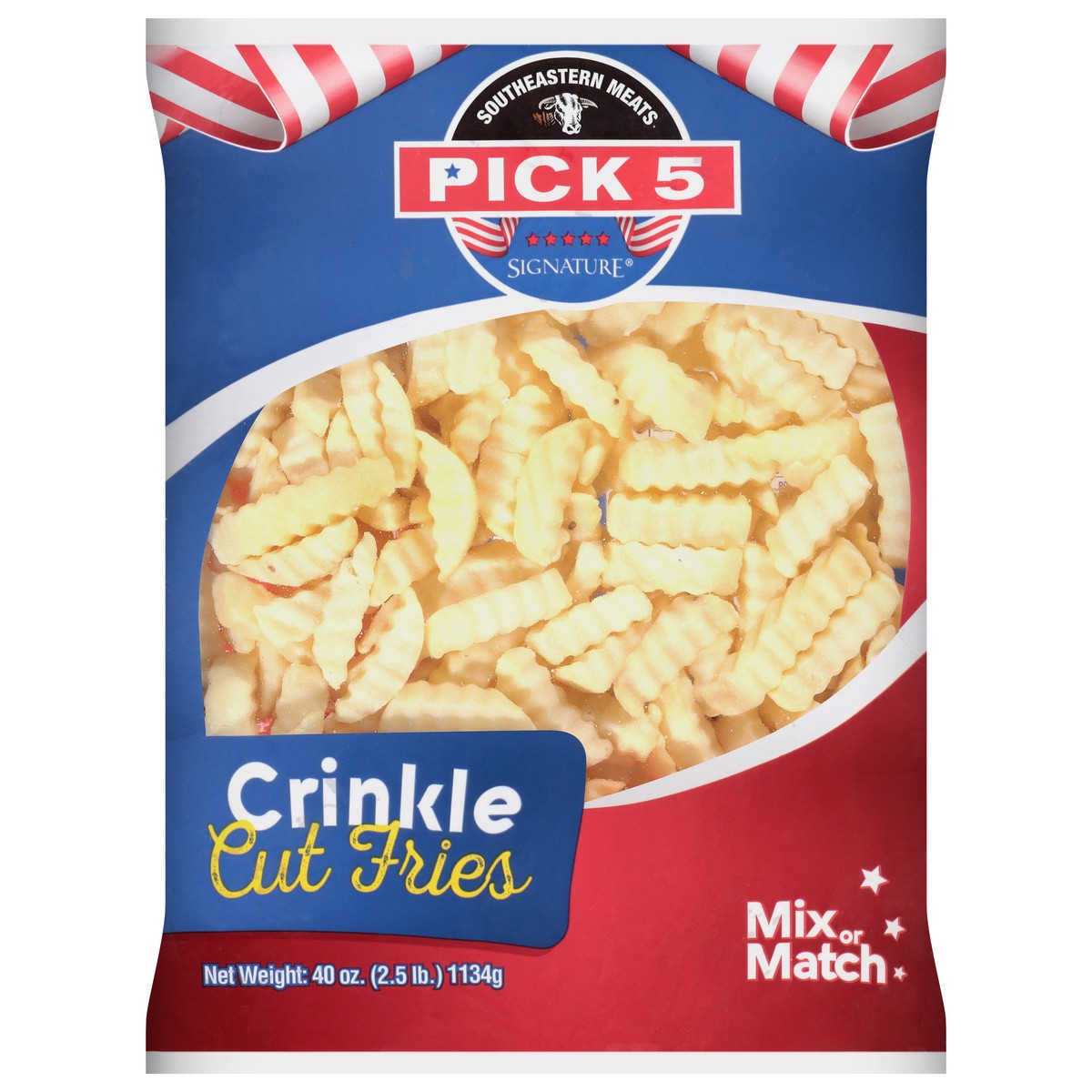 slide 1 of 4, SEM Signature Pick 5 Crinkle Cut Fries, 40 oz