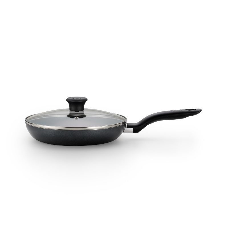 slide 9 of 10, T-fal 10" Frying Pan with Lid, Simply Cook Nonstick Cookware Black, 1 ct