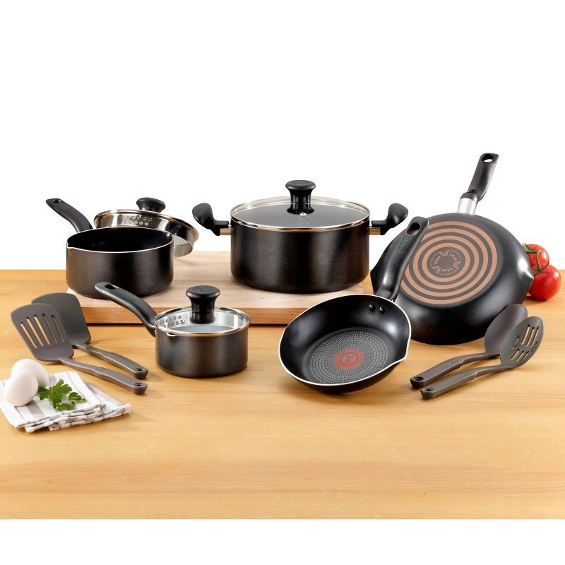 slide 4 of 12, T-fal 12pc Simply Cook Nonstick Cookware Set Charcoal Black, 12 ct