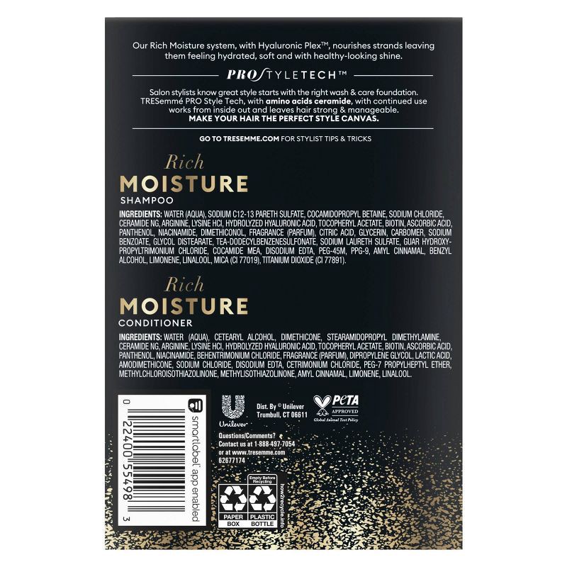 slide 3 of 7, Tresemme Rich Moisture Shampoo and Conditioner Rich Moisture 2 ct for Dry Hair Formulated With Vitamin E and Biotin - 28oz, 2 ct, 28 oz