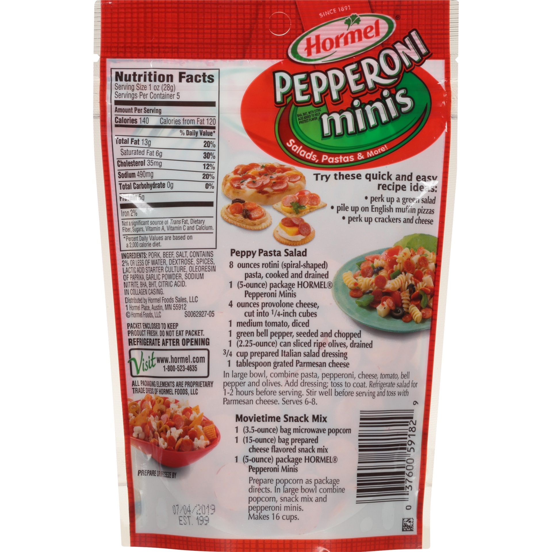 slide 3 of 6, Hormel® Pepperoni Minis 5 oz. Pouch, 5 oz