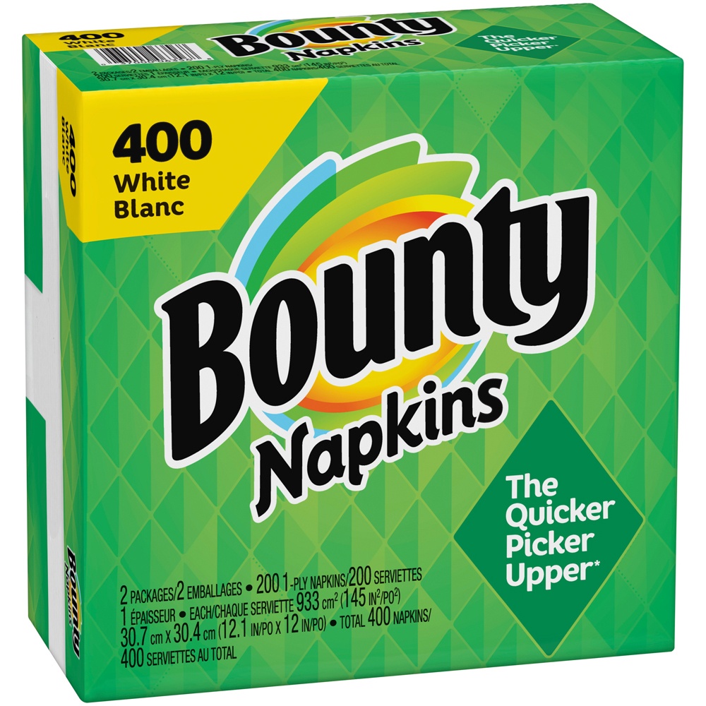 slide 2 of 3, Bounty Paper Napkins, White, 400 Count, 2 ct