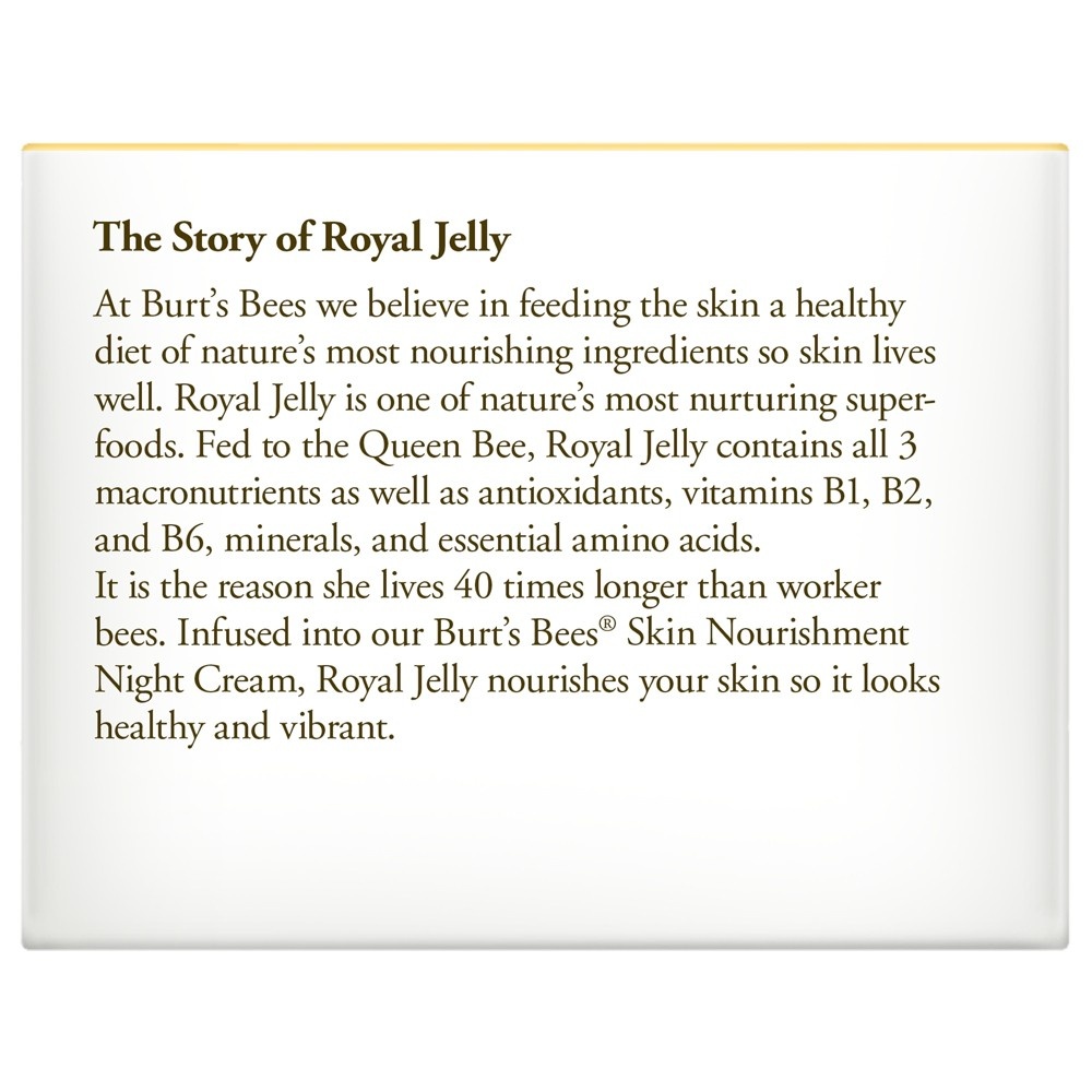 slide 6 of 9, Burt's Bees Night Cream with Royal Jelly Skin Nourishment, 1.8 oz