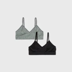 Girls' 2pk Seamless Bra - Cat & Jack™ Gray/Black M: Wireless Bralettes, Adjustable Straps, Pullover Style
