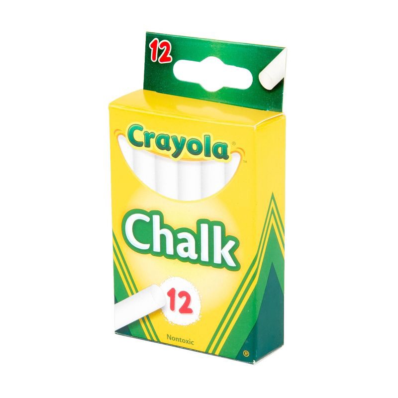 slide 3 of 9, Crayola 12ct Chalk White: Washable Non-Toxic Chalkboard & Sidewalk Chalk for Kids 3+, 12 ct