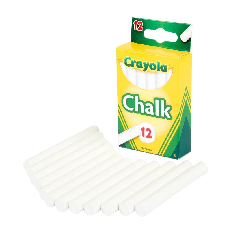 slide 4 of 9, Crayola 12ct Chalk White: Washable Non-Toxic Chalkboard & Sidewalk Chalk for Kids 3+, 12 ct