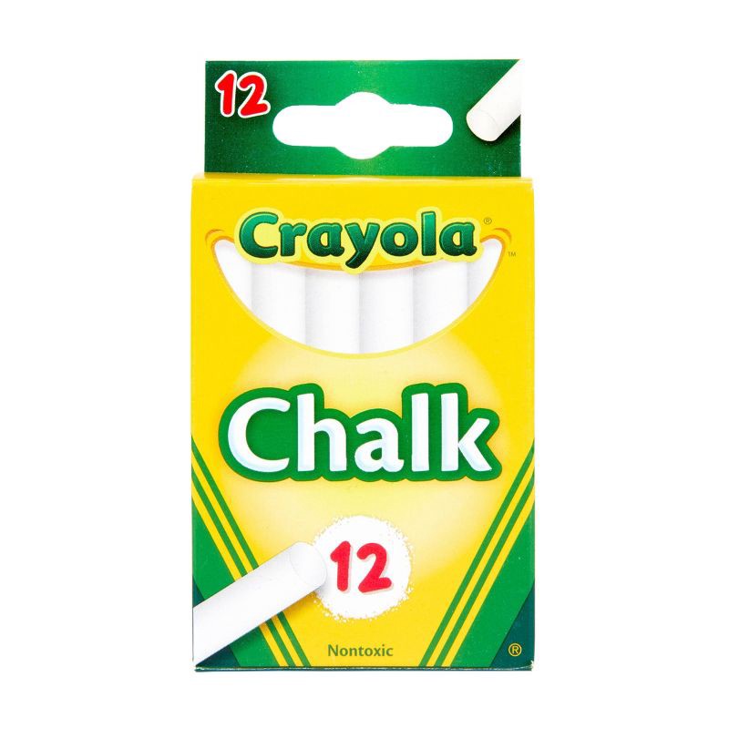 slide 1 of 9, Crayola 12ct Chalk White: Washable Non-Toxic Chalkboard & Sidewalk Chalk for Kids 3+, 12 ct