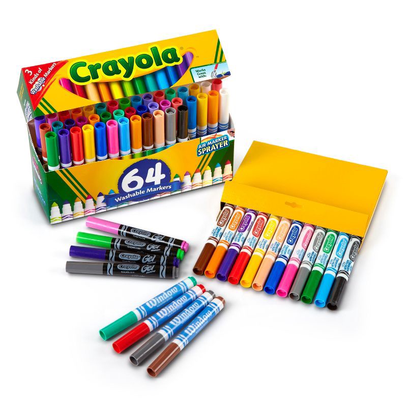 slide 3 of 5, Crayola 64ct Broad Line Markers with Gel & Window Markers, 64 ct