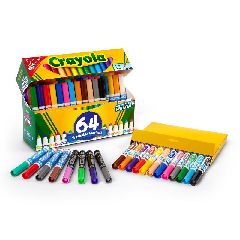 slide 4 of 5, Crayola 64ct Broad Line Markers with Gel & Window Markers, 64 ct