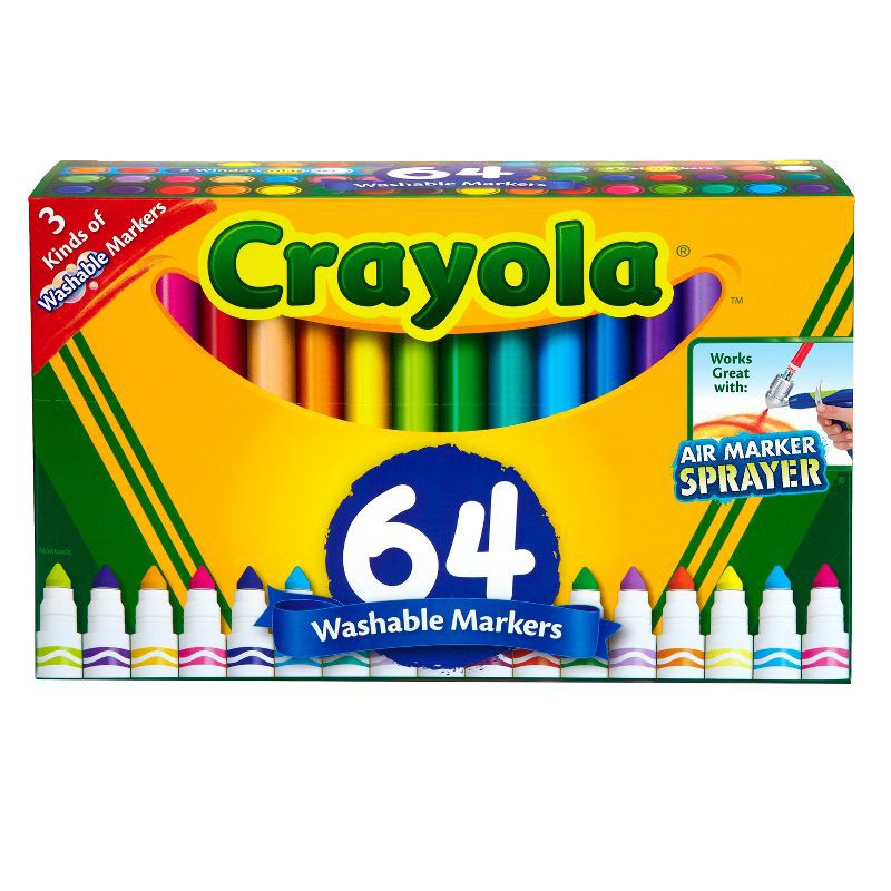 slide 1 of 5, Crayola 64ct Broad Line Markers with Gel & Window Markers, 64 ct