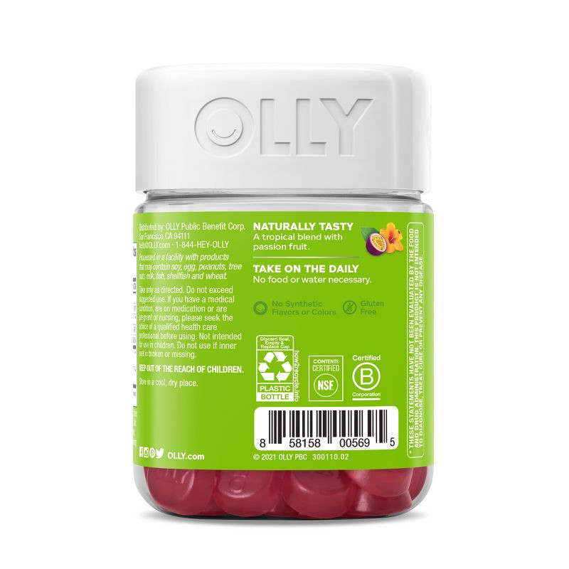 slide 5 of 14, OLLY Daily Energy Caffeine-Free Gummies with Vitamin B12, CoQ10 & Goji Berry - Tropical Passion - 60ct, 60 ct