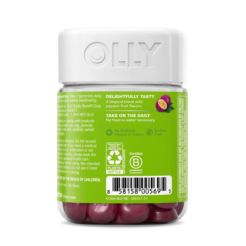 slide 9 of 13, OLLY Daily Energy Caffeine-Free Gummies with Vitamin B12, CoQ10 & Goji Berry - Tropical Passion - 60ct, 60 ct