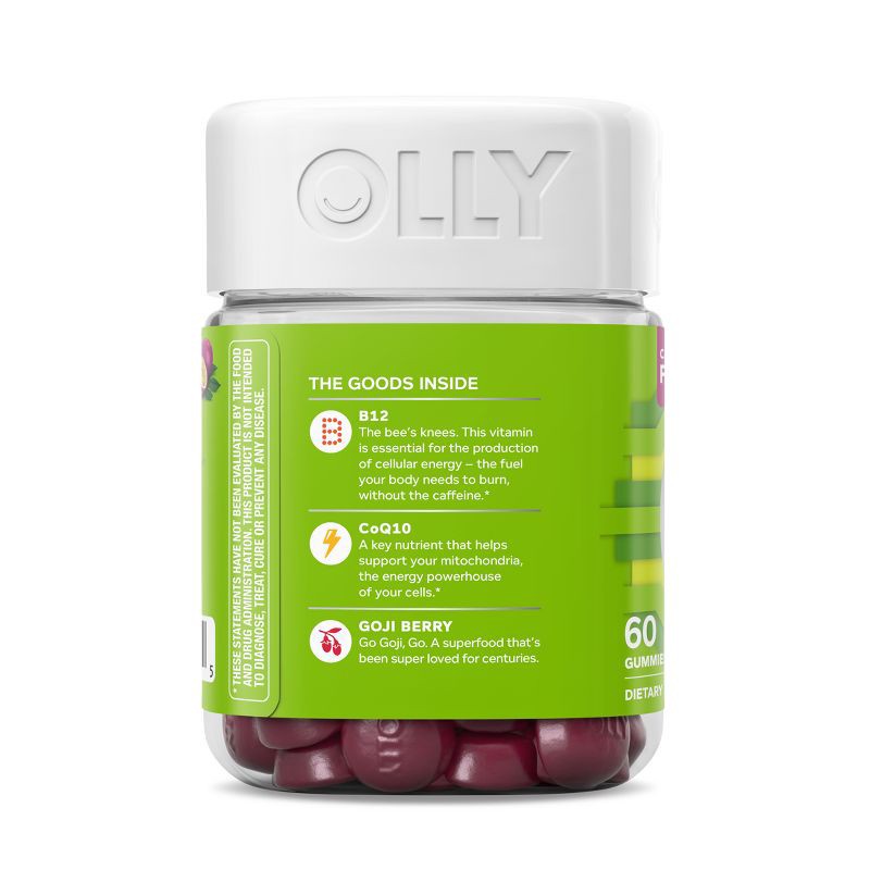 slide 12 of 14, OLLY Daily Energy Caffeine-Free Gummies with Vitamin B12, CoQ10 & Goji Berry - Tropical Passion - 60ct, 60 ct
