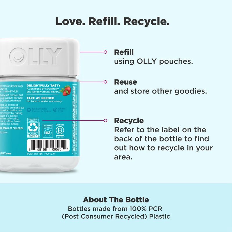 slide 5 of 9, OLLY Goodbye Stress Gummies with GABA, L-Theanine & Lemon Balm - Berry Verbena - 42ct, 42 ct