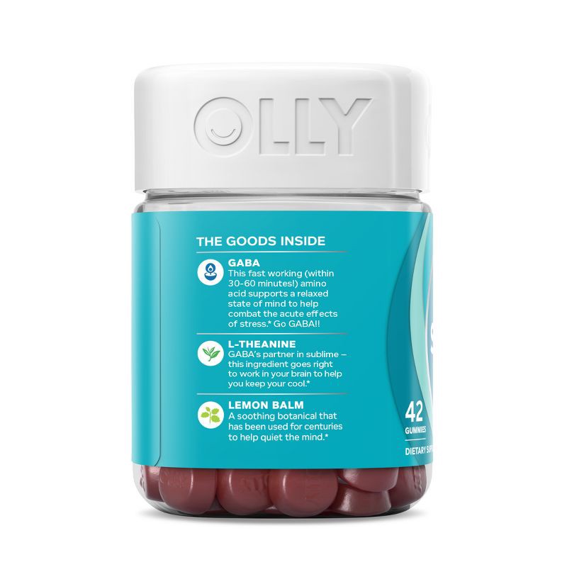 slide 6 of 8, OLLY Goodbye Stress Gummies with GABA, L-Theanine & Lemon Balm - Berry Verbena - 42ct, 42 ct