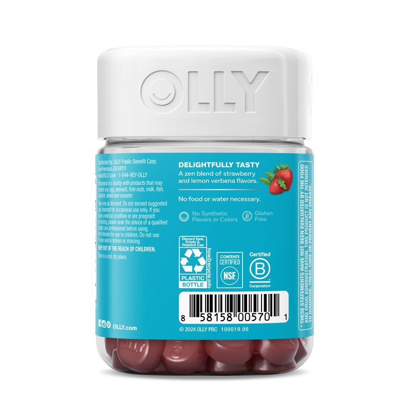 slide 8 of 9, OLLY Goodbye Stress Gummies with GABA, L-Theanine & Lemon Balm - Berry Verbena - 42ct, 42 ct