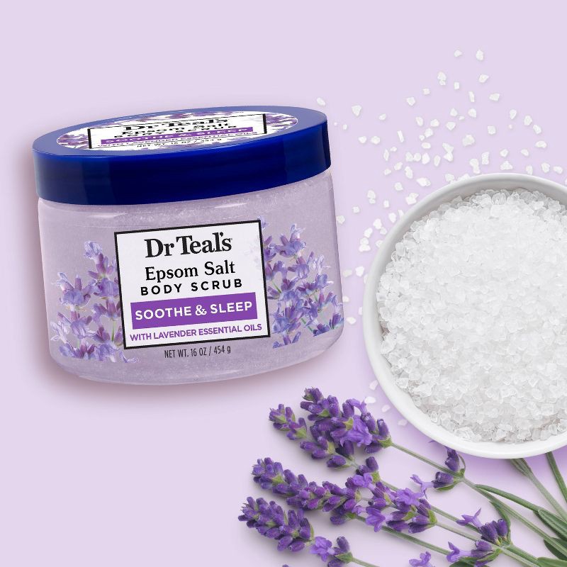 slide 6 of 8, Dr Teal's Exfoliate & Renew Lavender Epsom Salt Body Scrub - 16oz, 16 oz