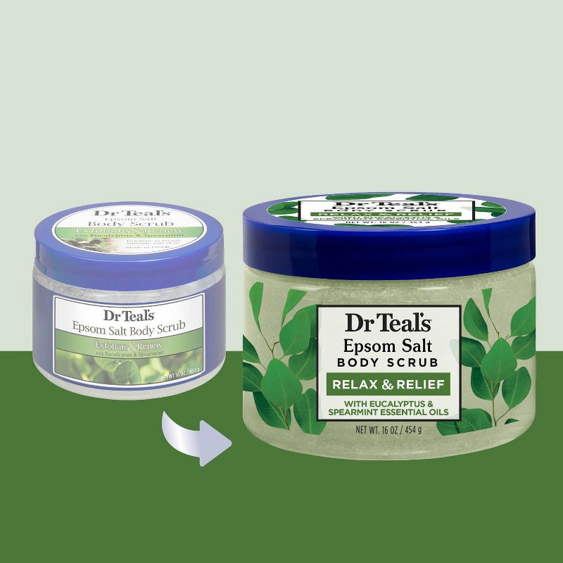 slide 2 of 7, Dr Teal's Exfoliate & Renew Eucalyptus & Spearmint Epsom Salt Body Scrub - 16oz, 16 oz