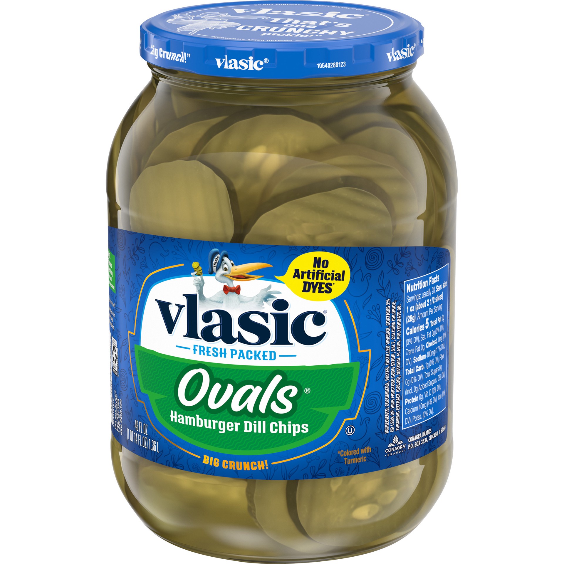 slide 4 of 5, Vlasic Ovals Hamburger Dill Pickle Chips 46 oz, 46 oz