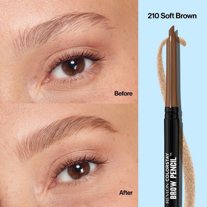 slide 3 of 10, Revlon Colorstay Waterproof Brow Pencil - Fill & Shape - 210 Soft Brown - 0.021oz, 0.021 oz