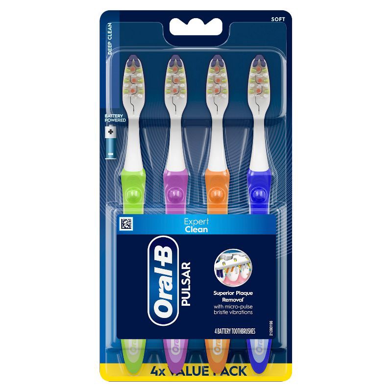 slide 2 of 11, Oral-B Pulsar Pro-Health Battery Powered Toothbrushes - Soft Bristles - 4ct, 4 ct
