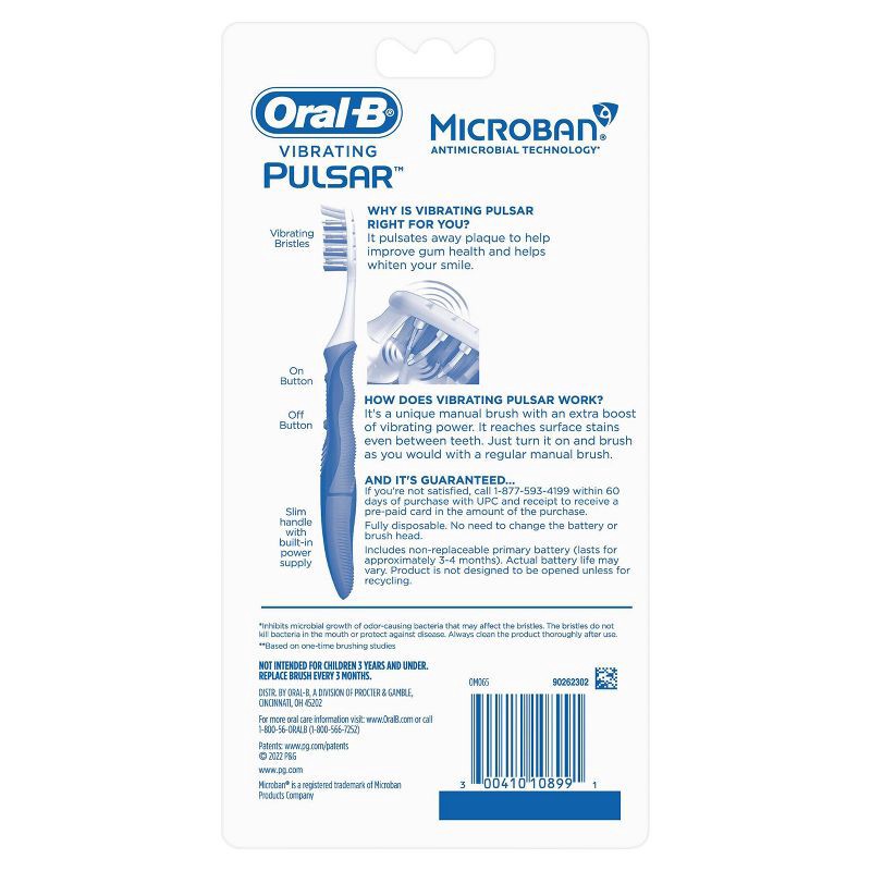 slide 3 of 10, Oral-B Pulsar Pro-Health Battery Powered Toothbrushes, Soft Bristles - 4ct, 4 ct