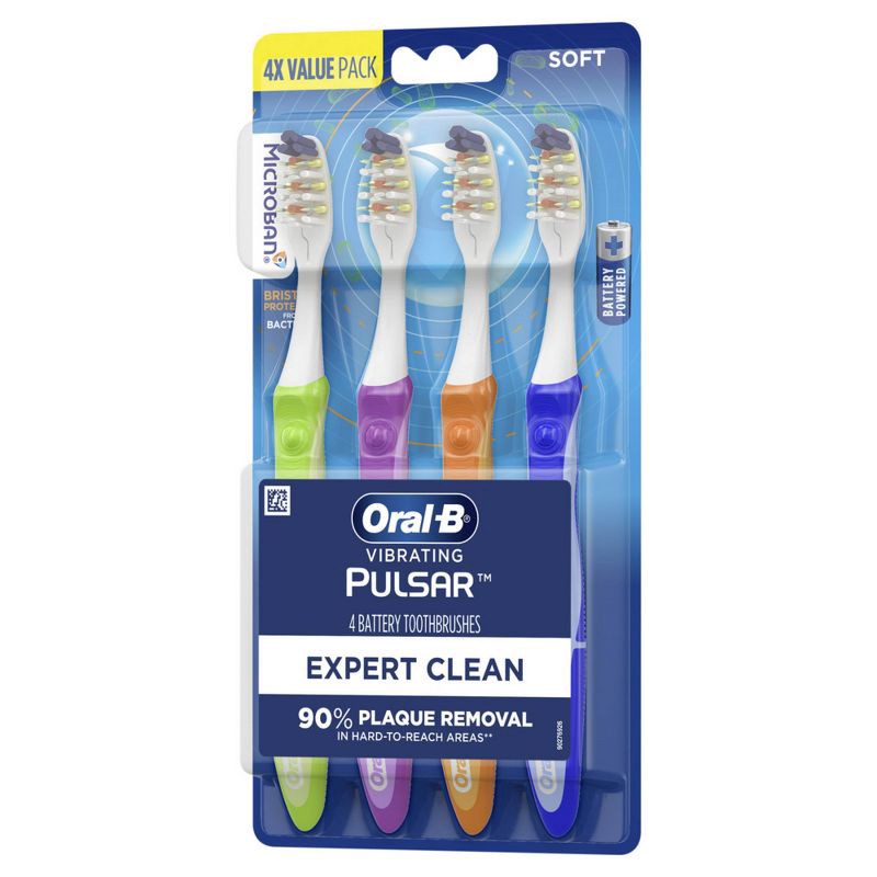 slide 4 of 10, Oral-B Pulsar Pro-Health Battery Powered Toothbrushes, Soft Bristles - 4ct, 4 ct