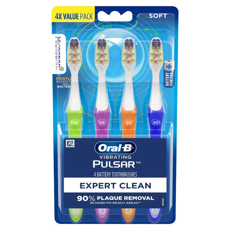 slide 1 of 11, Oral-B Pulsar Pro-Health Battery Powered Toothbrushes, Soft Bristles - 4ct, 4 ct