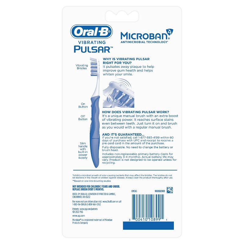 slide 8 of 11, Oral-B Pulsar Pro-Health Battery Powered Toothbrushes, Soft Bristles - 4ct, 4 ct