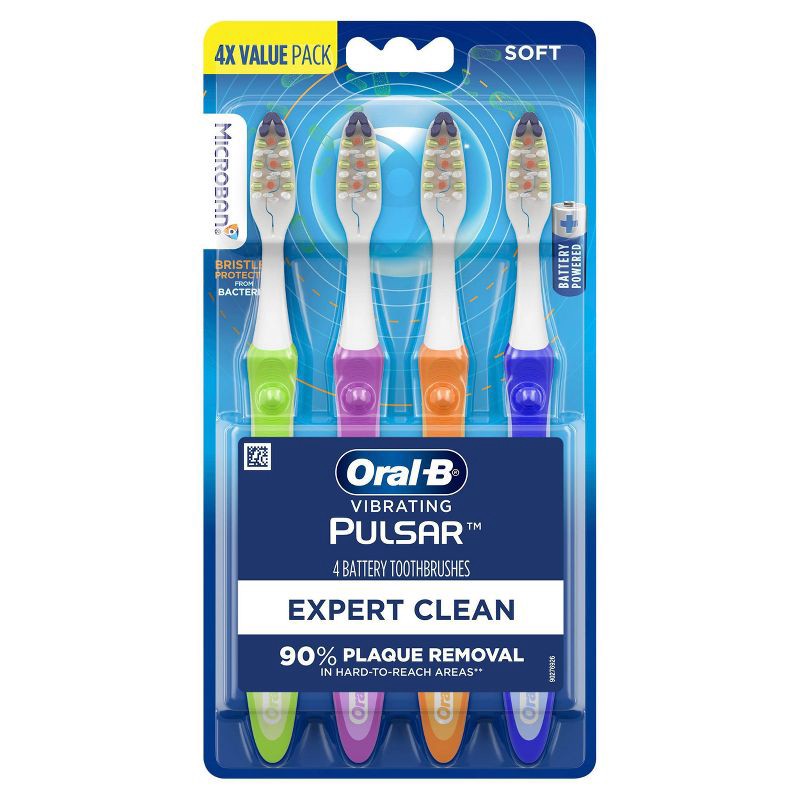 slide 1 of 10, Oral-B Pulsar Pro-Health Battery Powered Toothbrushes, Soft Bristles - 4ct, 4 ct